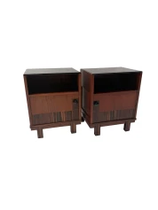 Art Deco Nightstands by Max Coini, Solid Walnut, Dutch Design, 1920s